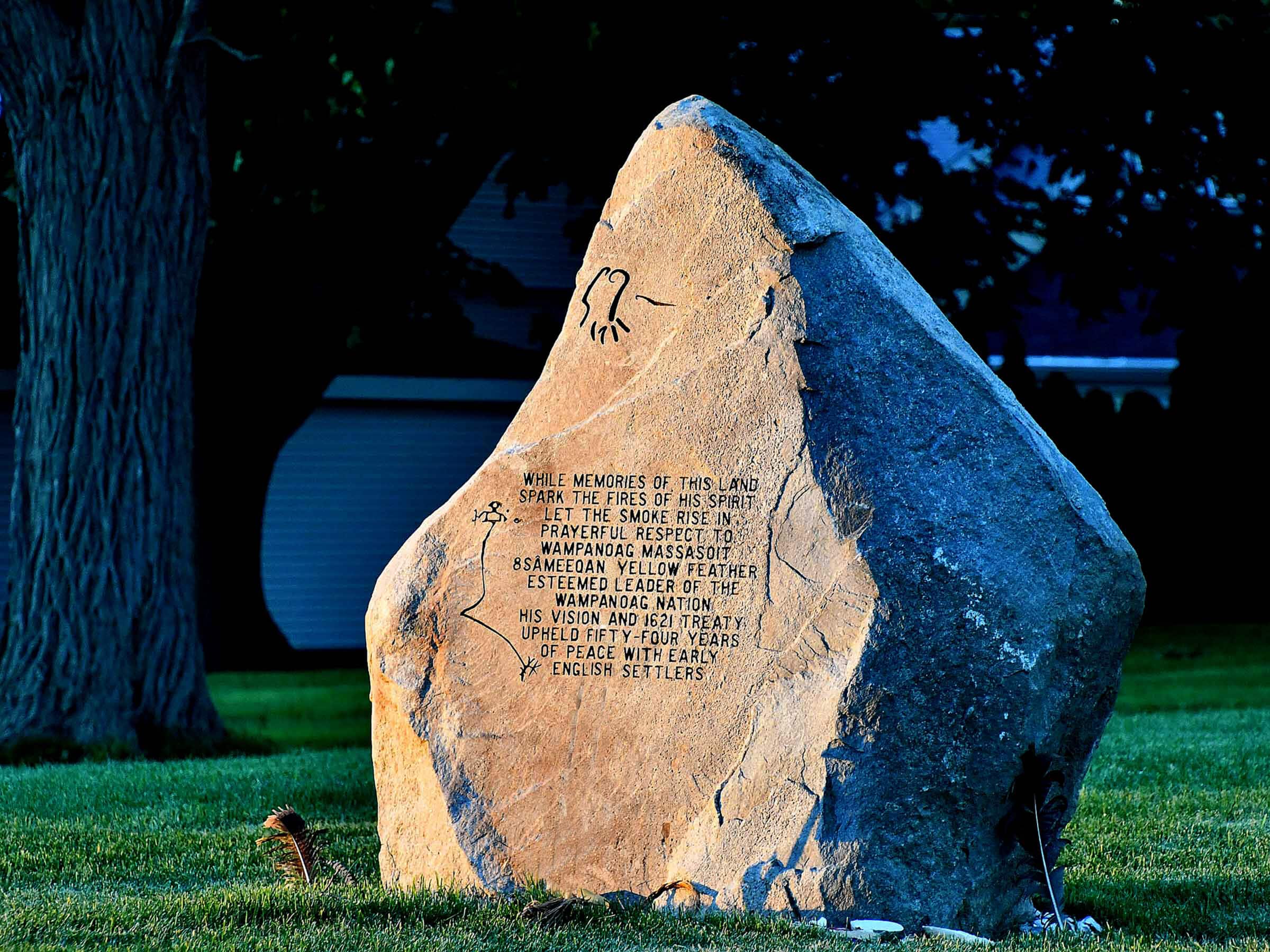 Historic Marker for the Royal Pokanoket Burial Ground at Burr’s Hill